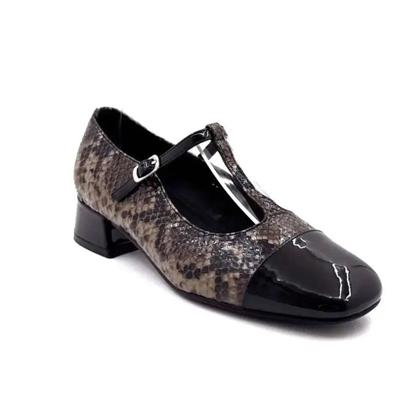 Ivoire Salomé Ballerina Flats 38436-c1 Couro Taupe com Padrão de Réptil Ivoire Chaussures