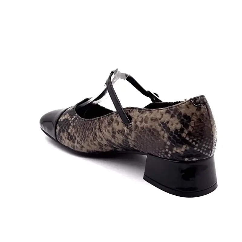 Ivoire Salomé Ballerina Flats 38436-c1 Couro Taupe com Padrão de Réptil Ivoire Chaussures