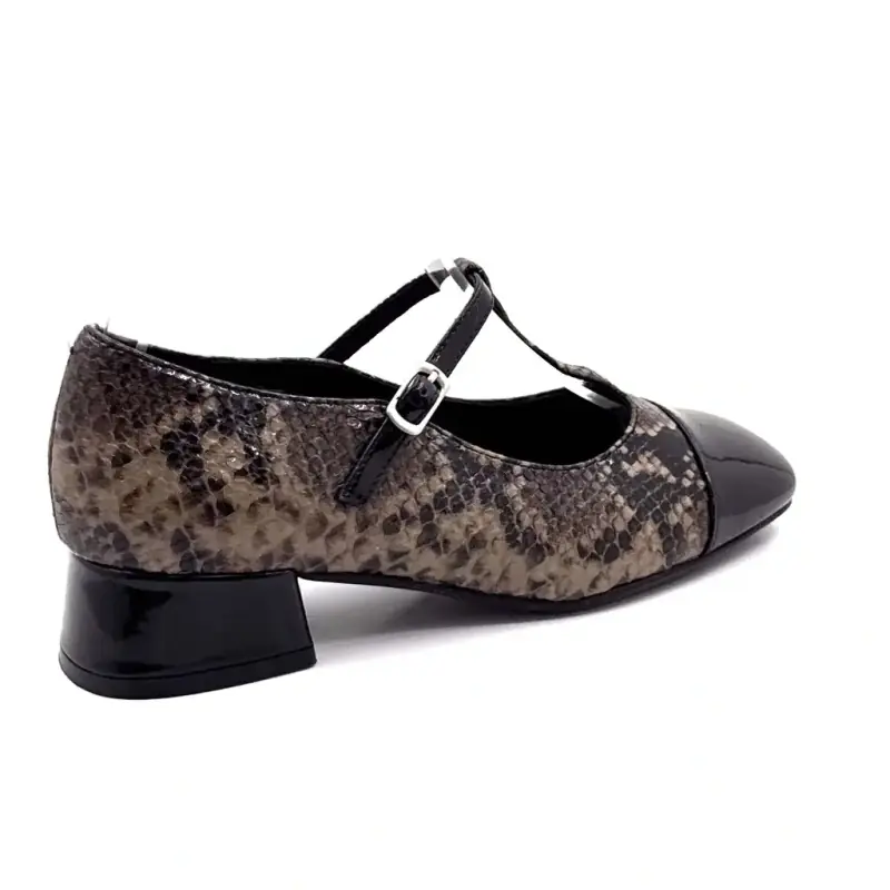 Ivoire Salomé Ballerina Flats 38436-c1 Couro Taupe com Padrão de Réptil Ivoire Chaussures