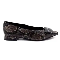 Ivoire ballerinasko med flate 2767-c2-mønster i skinn med reptilmønster i taupe %price%