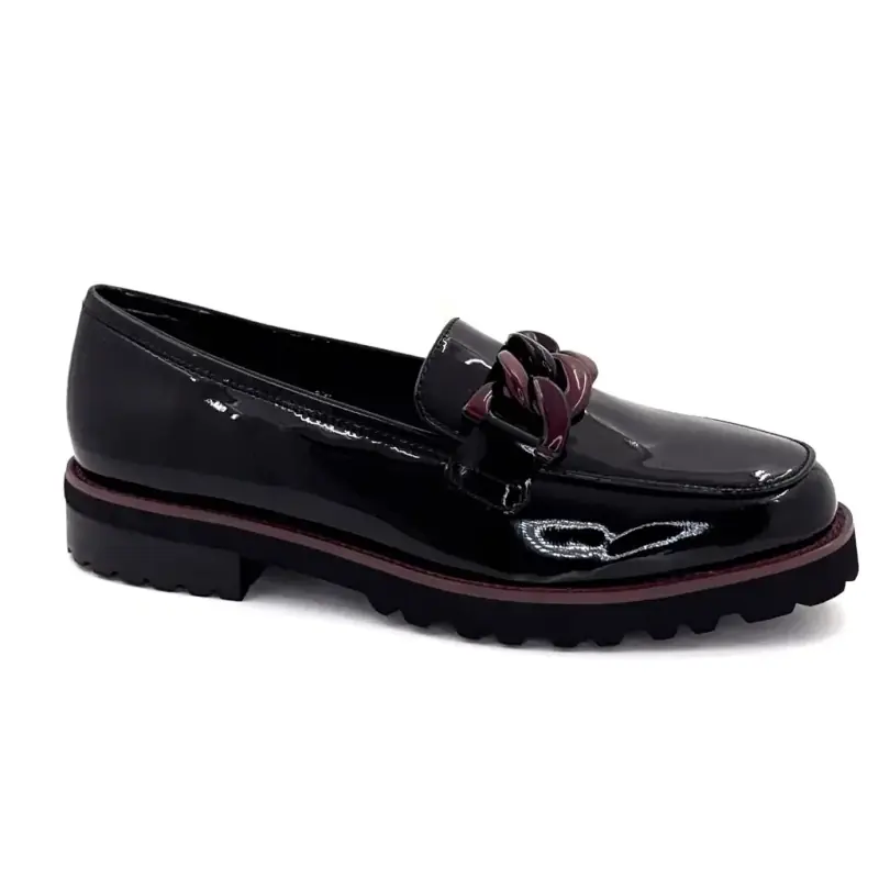 Mocassins Ivoire 15-27120-2 em couro envernizado preto e bordô Ivoire Chaussures