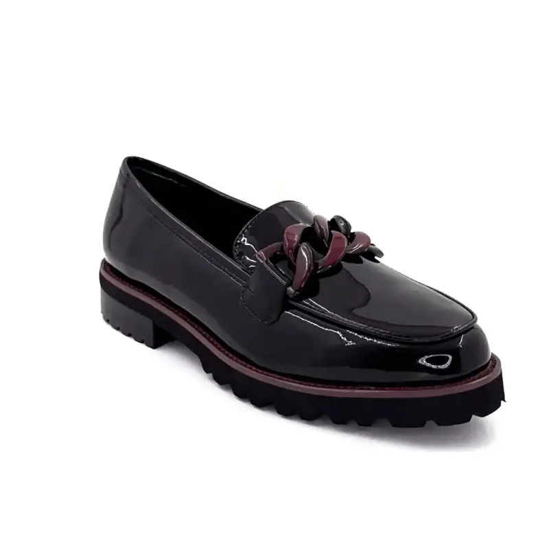 Mocasines Ivoire 15-27120-2, charol negro y burdeos. Ivoire Chaussures