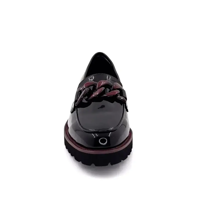 Mocasini Ivoire 15-27120-2 piele lăcuită neagră și vișinie Ivoire Chaussures