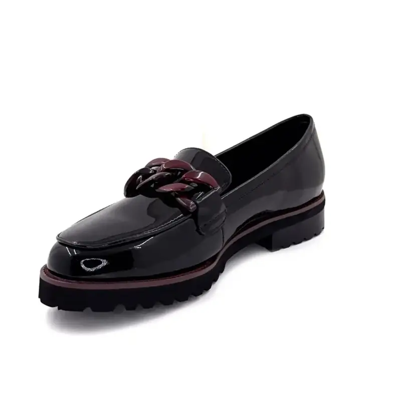 Mocassins Ivoire 15-27120-2 em couro envernizado preto e bordô Ivoire Chaussures