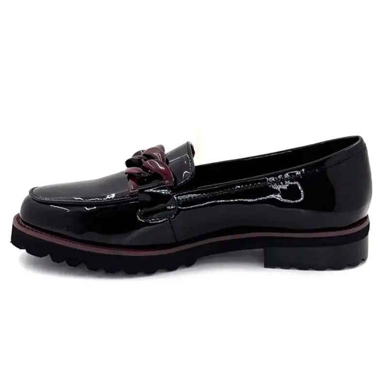 Mocasines Ivoire 15-27120-2, charol negro y burdeos. Ivoire Chaussures