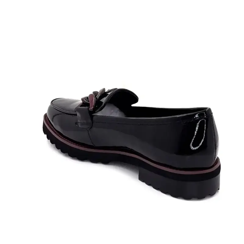 Mocasini Ivoire 15-27120-2 piele lăcuită neagră și vișinie Ivoire Chaussures