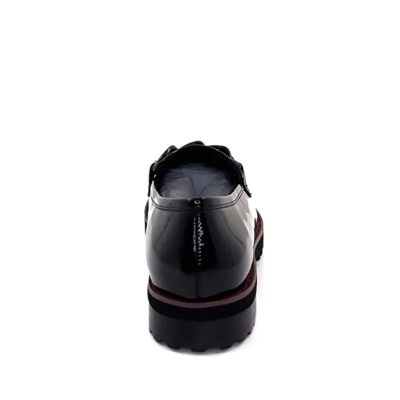 Mocassins Ivoire 15-27120-2 em couro envernizado preto e bordô Ivoire Chaussures