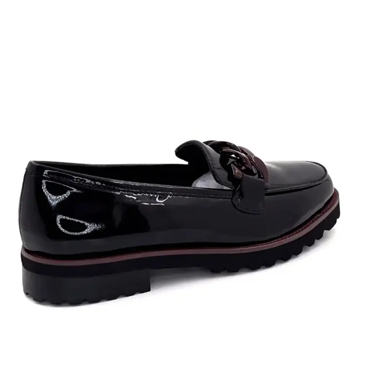 Mocassins Ivoire 15-27120-2 em couro envernizado preto e bordô Ivoire Chaussures