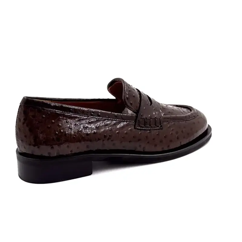 Mocassino Ivoire s3702 f5683 in pelle di struzzo marrone Ivoire Chaussures