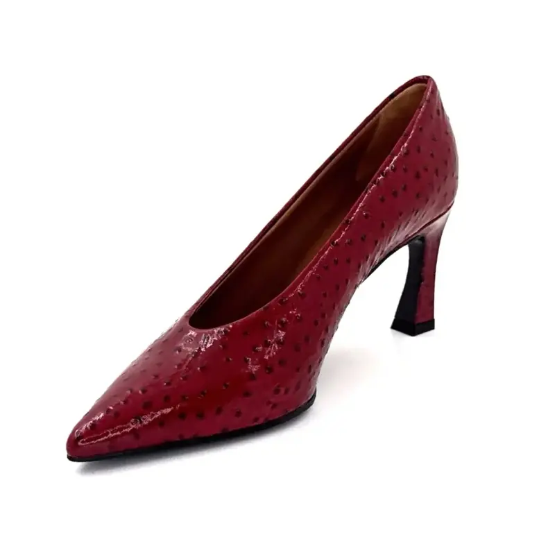 Ivoire Pumps S244 F067 Ostrich Leather Bordeaux Patent Ivoire Chaussures
