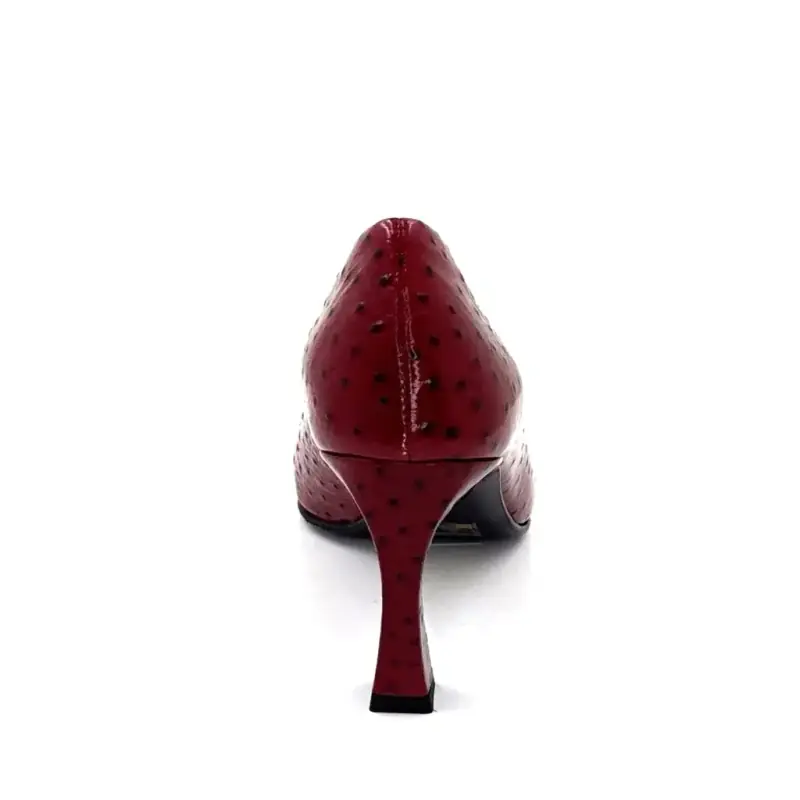 Escarpins Ivoire S244 F067 Cuir D'autruche Bordeaux Vernis Ivoire Chaussures
