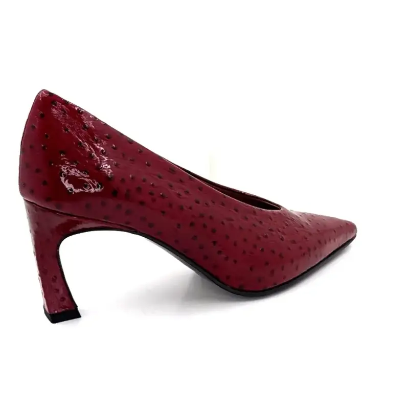 Escarpins Ivoire S244 F067 Cuir D'autruche Bordeaux Vernis Ivoire Chaussures