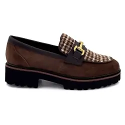 Mocassins Ivoire 2033-209 em camurça marrom com estampa pied-de-poule %price%
