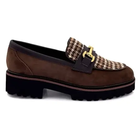 Mocassins Ivoire 2033-209 em camurça marrom com estampa pied-de-poule 129,00&nbsp;€