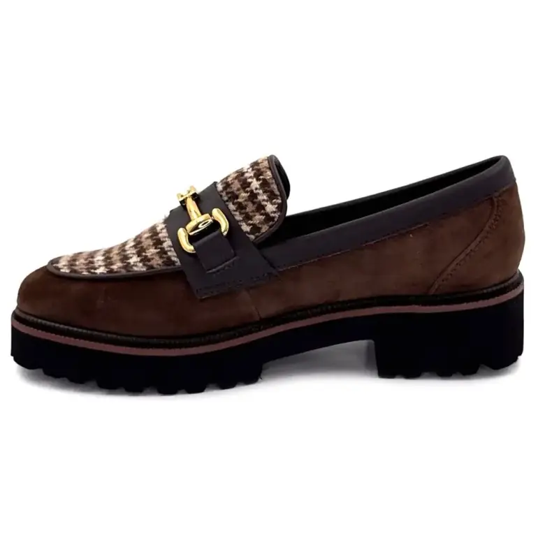 Ivoire mokaszinok 2033-209 Barna velúr Houndstooth minta Ivoire Chaussures
