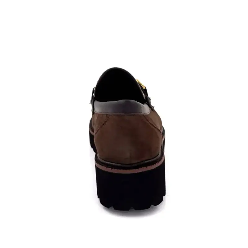 Mocassins Ivoire 2033-209 em camurça marrom com estampa pied-de-poule Ivoire Chaussures