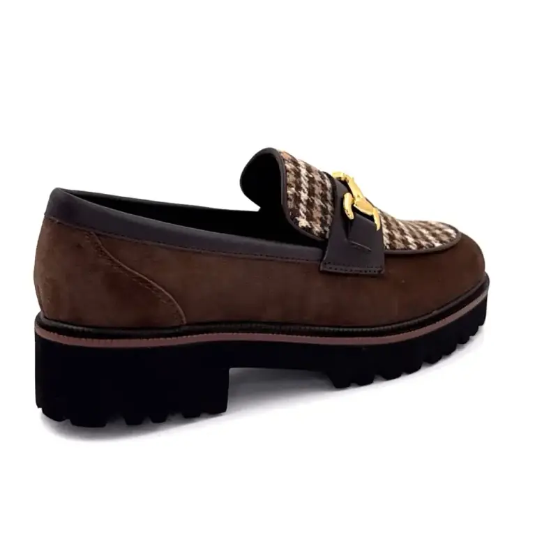 Ivoire moccasins 2033-209 Brown suede Houndstooth pattern Ivoire Chaussures