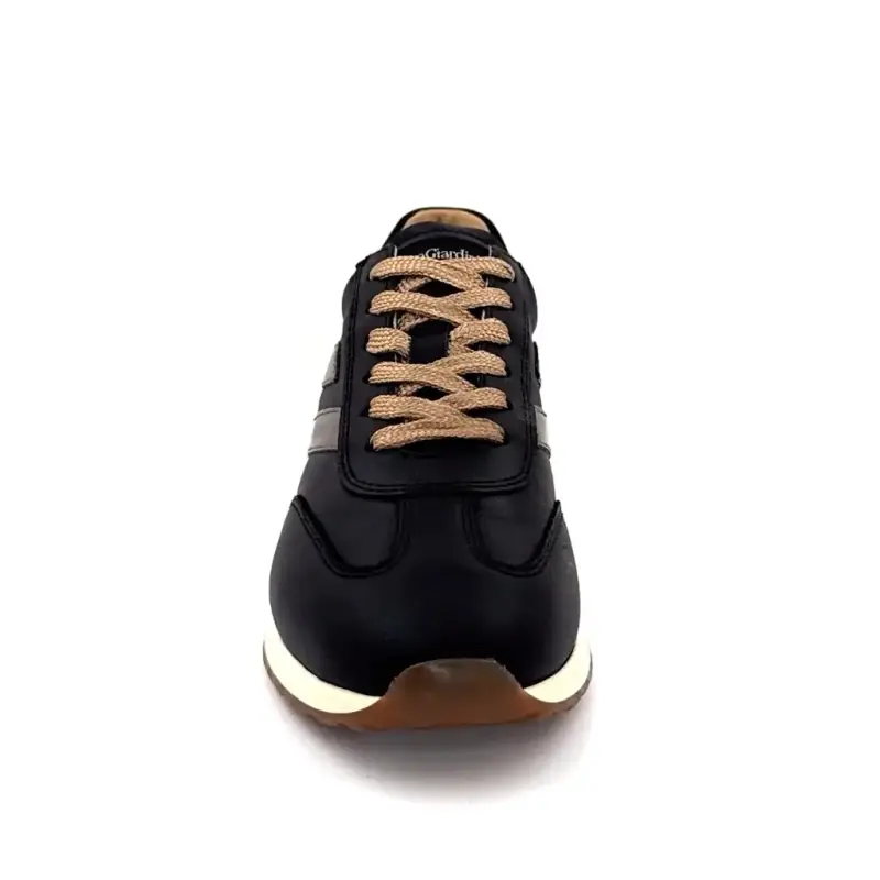 Basket Nero Giardini 17320 Cuir Noir Ivoire Chaussures