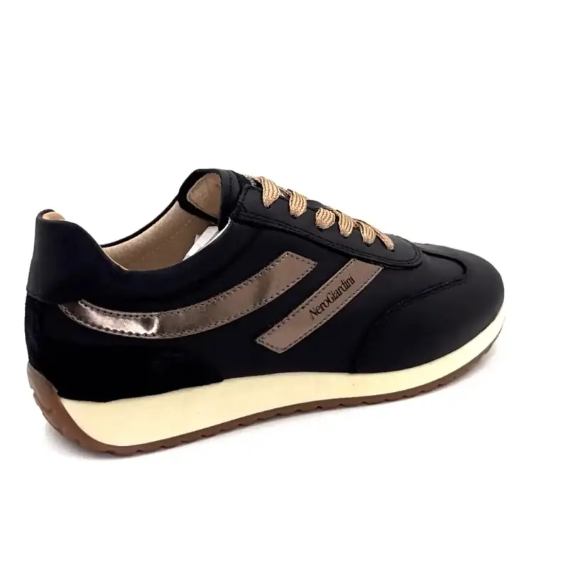 Basket Nero Giardini 17320 Cuir Noir Ivoire Chaussures