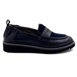 Mocasini din piele bleumarin și ponei bleumarin XSA 0501 %price%