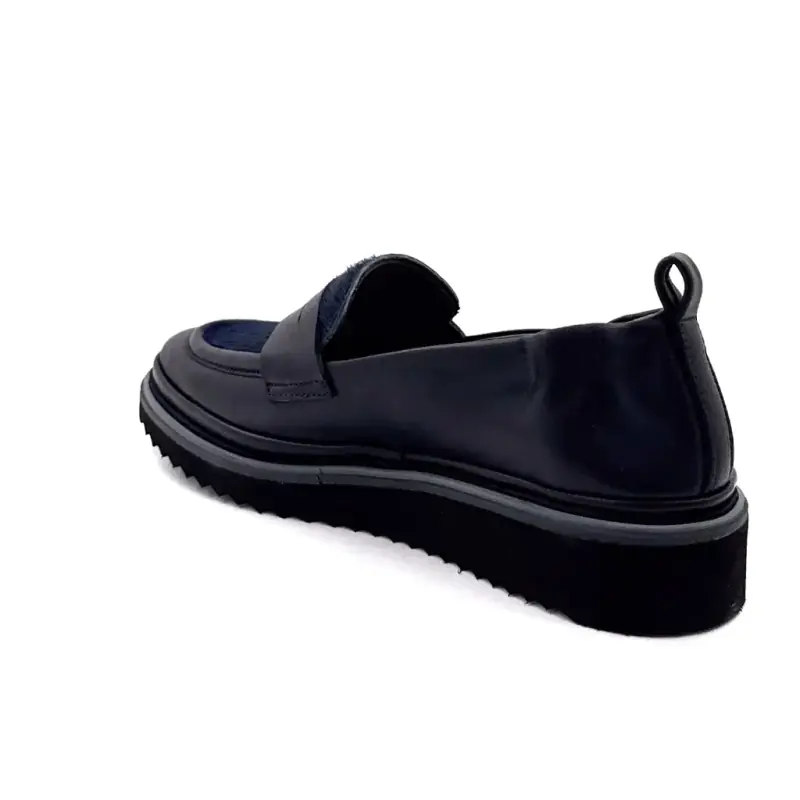 Mocasini din piele bleumarin XSA 0501 și piele de căprioară bleumarin Ivoire Chaussures