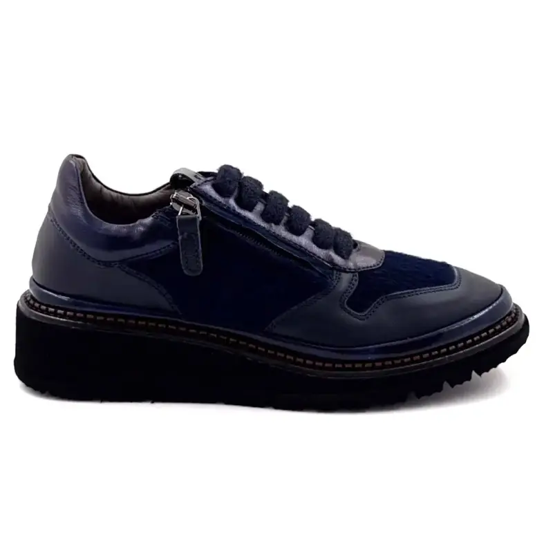 Sneakers XSA 9703 con zip in pelle blu navy e pelo di pony blu navy 249,00&nbsp;€