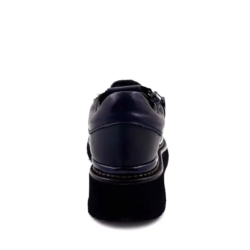 Teniși cu fermoar XSA 9703 din piele bleumarin și piele de căprioară bleumarin Ivoire Chaussures