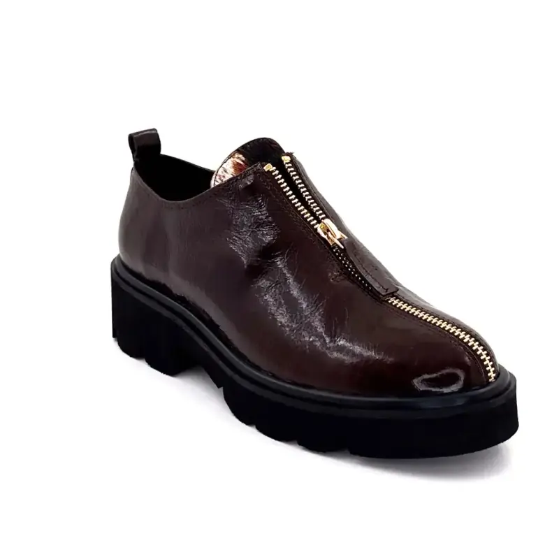 Sapatos Derby Ivoire 25-27116-C1 em couro envernizado marrom para pônei Ivoire Chaussures