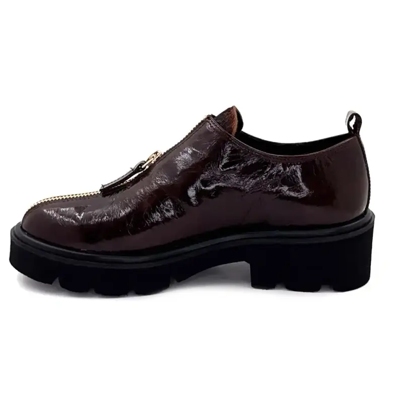 Sapatos Derby Ivoire 25-27116-C1 em couro envernizado marrom para pônei Ivoire Chaussures
