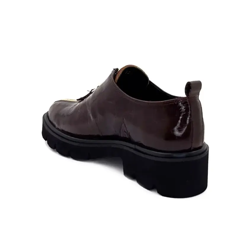 Sapatos Derby Ivoire 25-27116-C1 em couro envernizado marrom para pônei Ivoire Chaussures