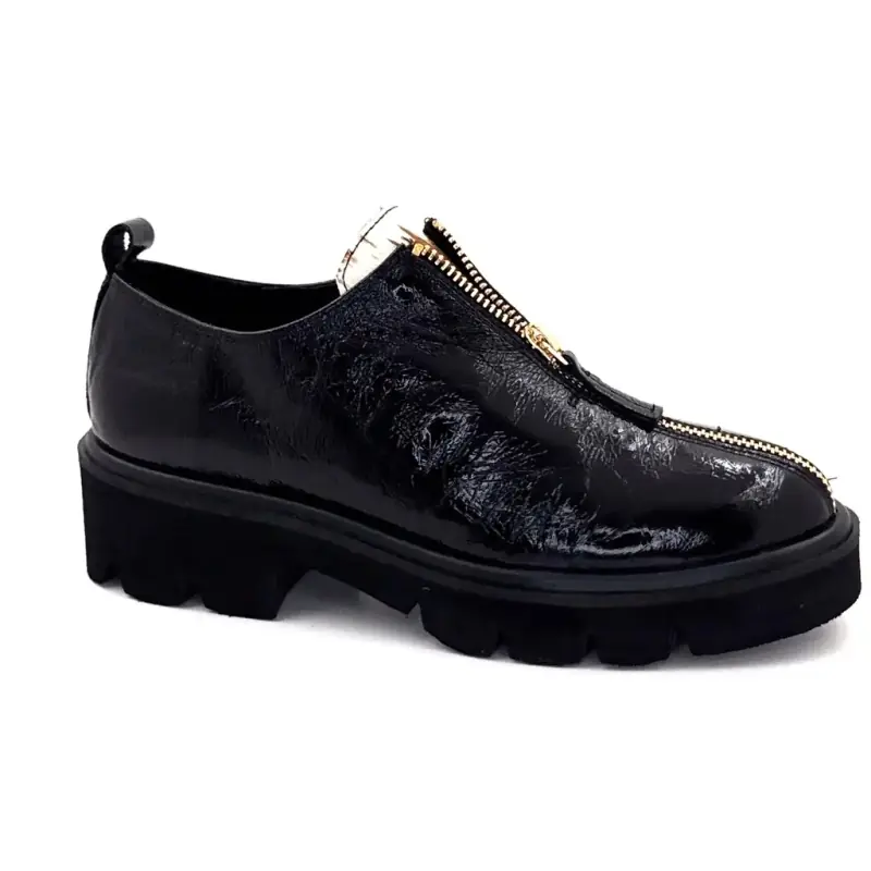 Sapatos Derby Ivoire 25-27116-C1 em couro envernizado preto para pônei Ivoire Chaussures