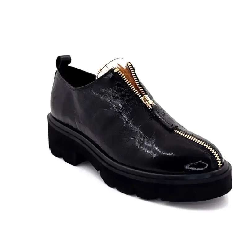 Sapatos Derby Ivoire 25-27116-C1 em couro envernizado preto para pônei Ivoire Chaussures