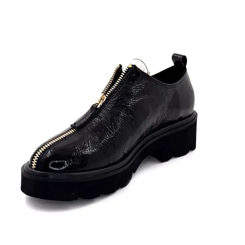 Ivoire Derbies 25-27116-C1 Schwarzes Lackleder Pony Ivoire Chaussures