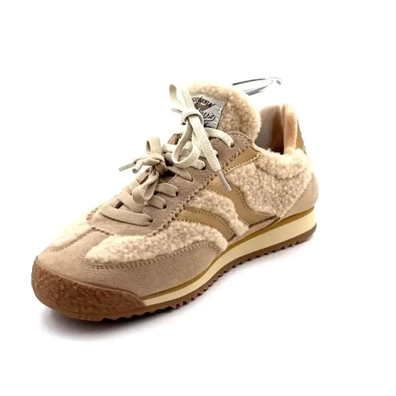 Sneakers MRP Utah in pelle scamosciata e montone beige e oro Ivoire Chaussures