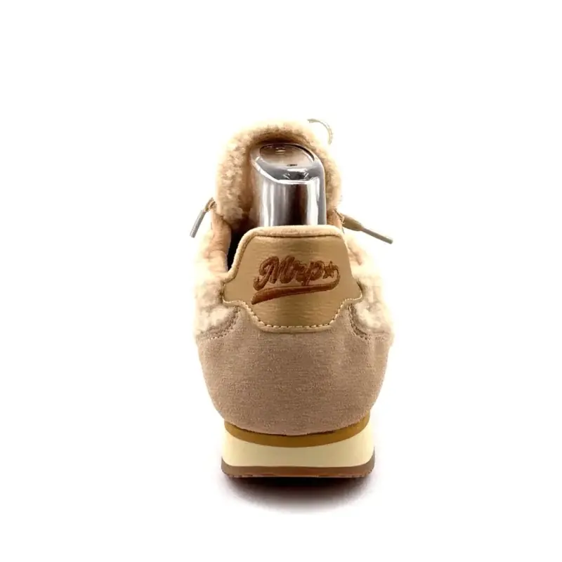 Zapatillas MRP Utah de ante y piel de oveja en color beige y dorado. Ivoire Chaussures