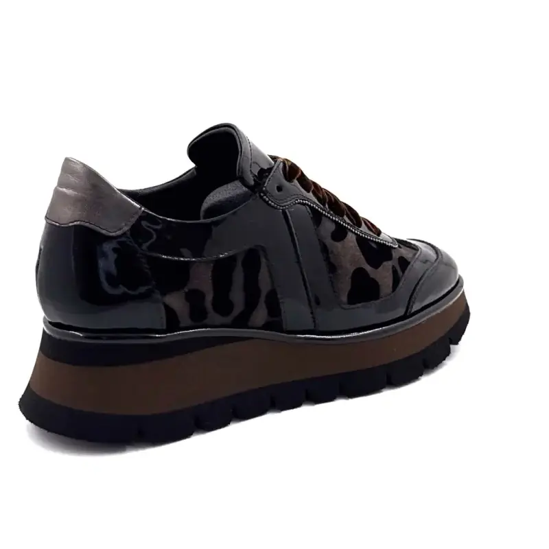 Basket Ivoire m156m 43401 Cuir Vernis Noir Ivoire Chaussures