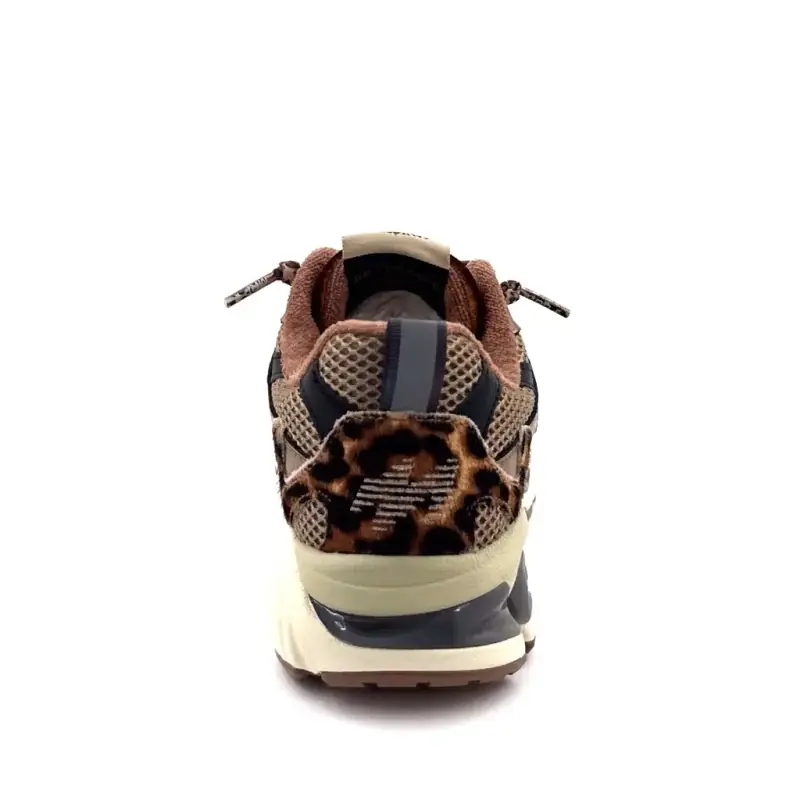 Zapatillas deportivas MRP Melrose de piel multicolor metalizada y ante color topo. Ivoire Chaussures