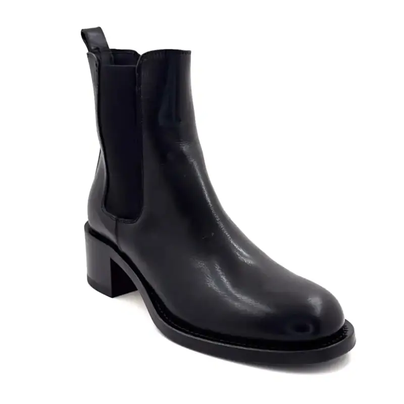 Bottines à Talons Elia Maurizi 16701 Forma 752 Cuir Noir Ivoire Chaussures