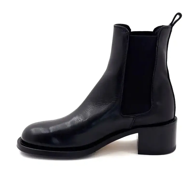 Bottines à Talons Elia Maurizi 16701 Forma 752 Cuir Noir Ivoire Chaussures