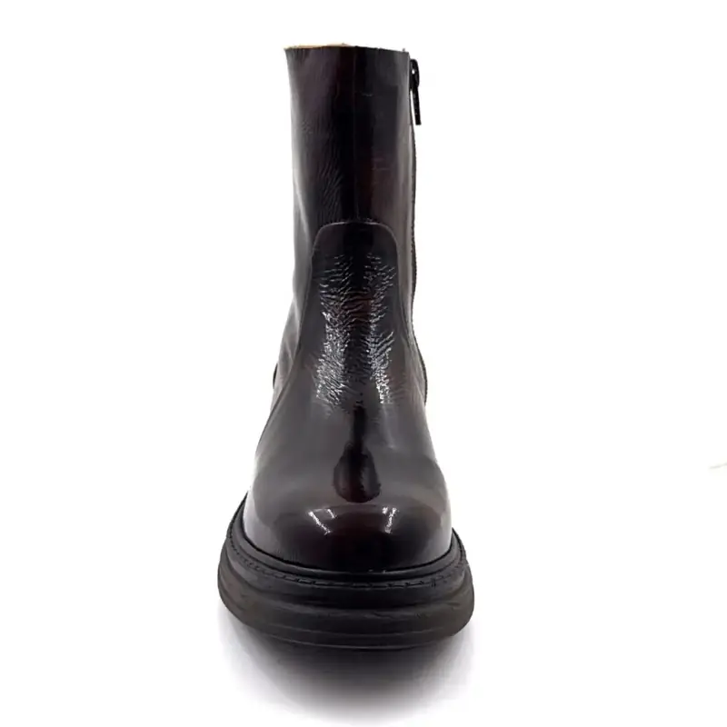 Aliwell Flint Stiefeletten aus Lackleder, Braun Ivoire Chaussures
