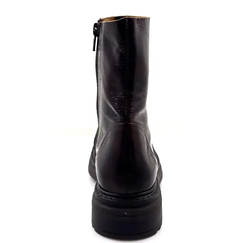 Aliwell Flint Stiefeletten aus Lackleder, Braun Ivoire Chaussures