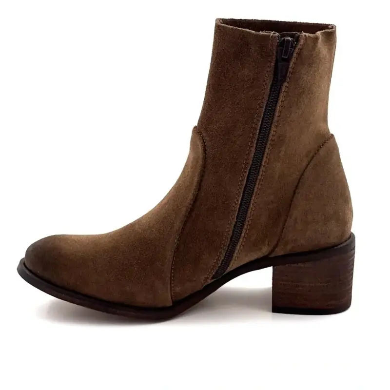 Ghete cu toc din piele întoarsă Aliwell Alias alune Ivoire Chaussures