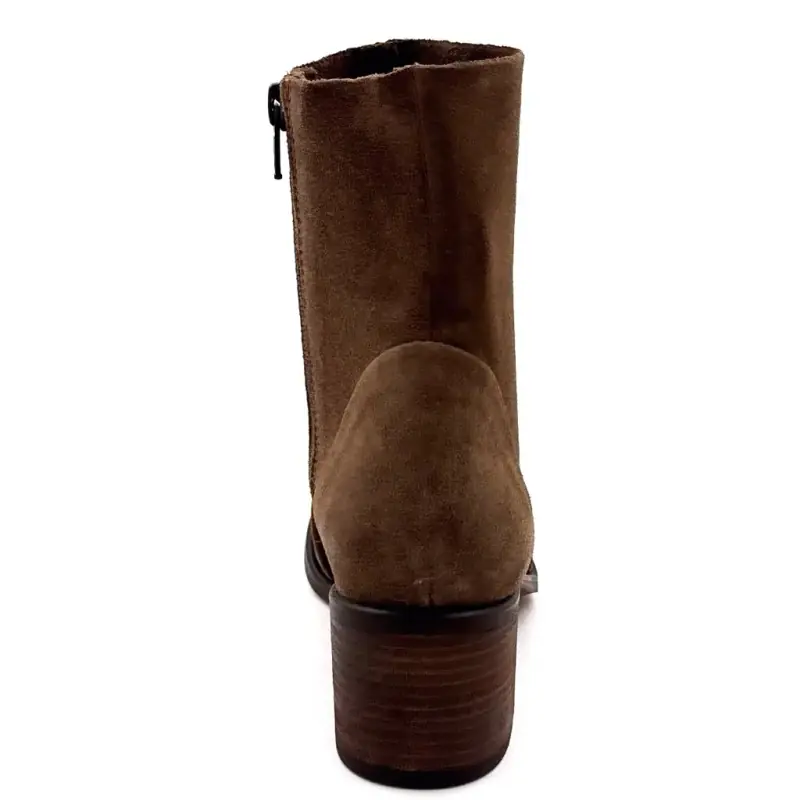 Aliwell Alias Haselnussbraune Wildleder-Ankle-Boots mit Absatz Ivoire Chaussures