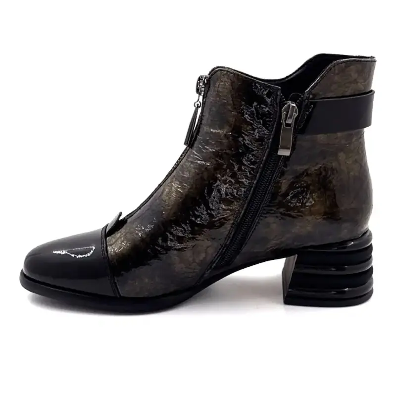 Ivoire ankelboots Sarlaw2612 Svart & Guld lackskinn Ivoire Chaussures