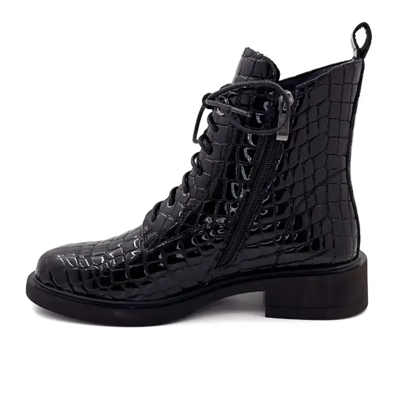 Bottines Ivoire Sarlaw2602 Cuir Vernis Coco Noir Ivoire Chaussures