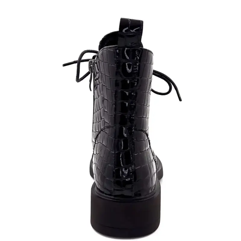 Bottines Ivoire Sarlaw2602 Cuir Vernis Coco Noir Ivoire Chaussures