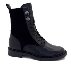 Mjus t81233 fekete bőr és velúr bokacsizma %shop-name% %price%