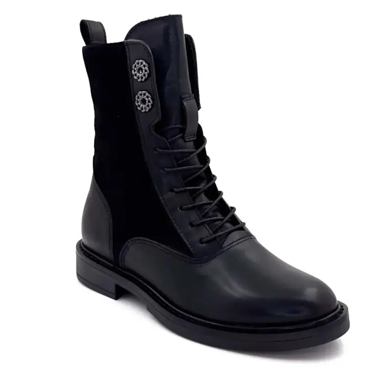 Mjus bokacsizma t81233 bőr és velúr fekete Ivoire Chaussures