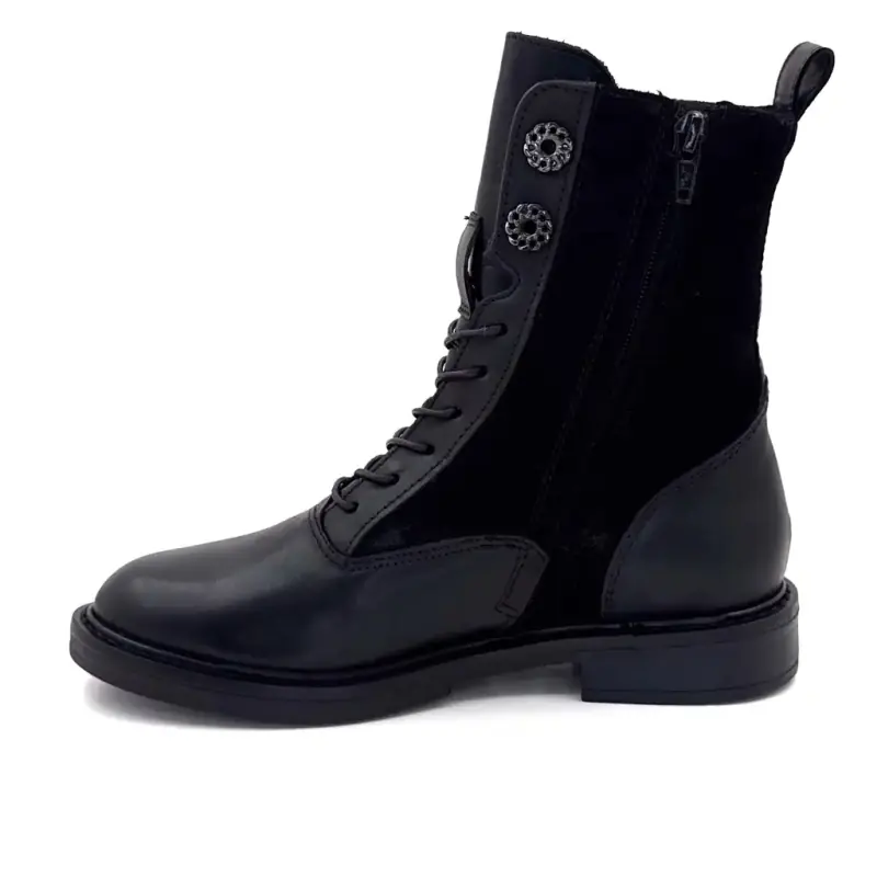 Mjus bokacsizma t81233 bőr és velúr fekete Ivoire Chaussures