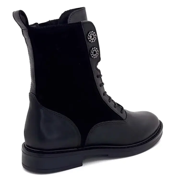 Mjus bokacsizma t81233 bőr és velúr fekete Ivoire Chaussures